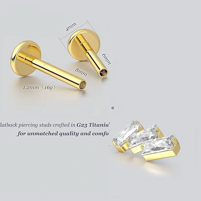 2pcs F136 G23 Titanium Cartilage Earring Internally Threadless Labret Piercing 16G Tragus Helix Daith Piercing Lip Body Jewelry view 3