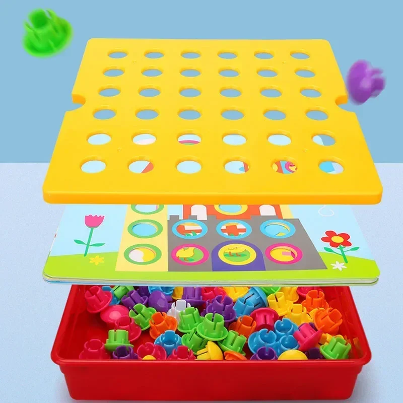 3D grzyby puzzle do paznokci zabawka Montessori zabawki dla dzieci Cartoon puzzle ze zwierzętami gra dla dzieci wczesne zabawki edukacyjne prezenty dla dzieci