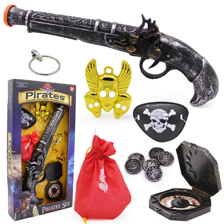 Pirate Toys Set Halloween Day Party Costume Jewelry Props Pirate Gun Model Pirate Hooks Cosplay Props Kids Birthday Gift