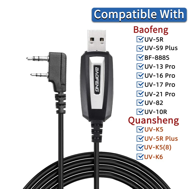Kabel USB do programowania Quansheng UV-K5 UV-K6 Baofeng UV-13 UV-S9 Plus UV-17 UV-82 UV-16 UV-21 z CD UV-5R Akcesoria radiowe