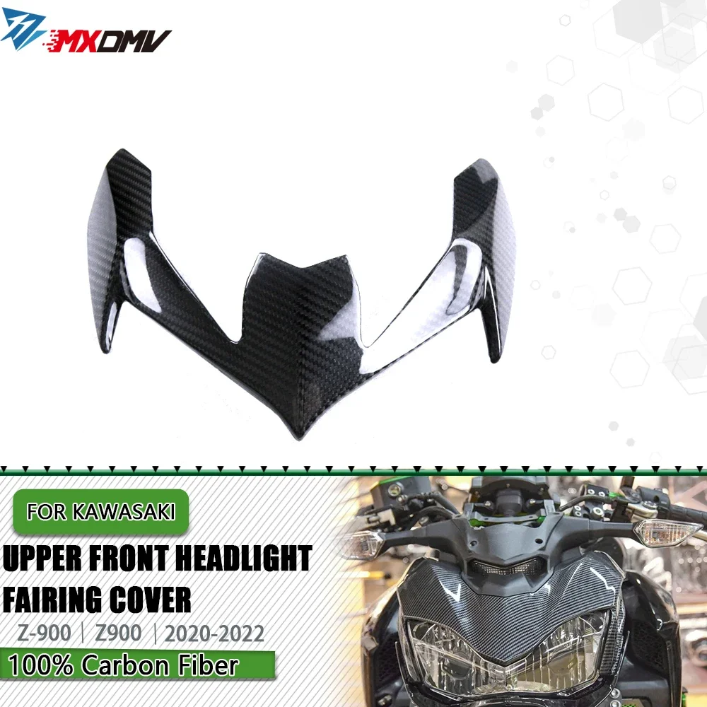 Carbon Fiber Upper Front Headlight Fairing Cover For KASAWAKI Z900 Z 900 2020 2021 2022 Motorcycle Parts Head Lamp Cowl Guard