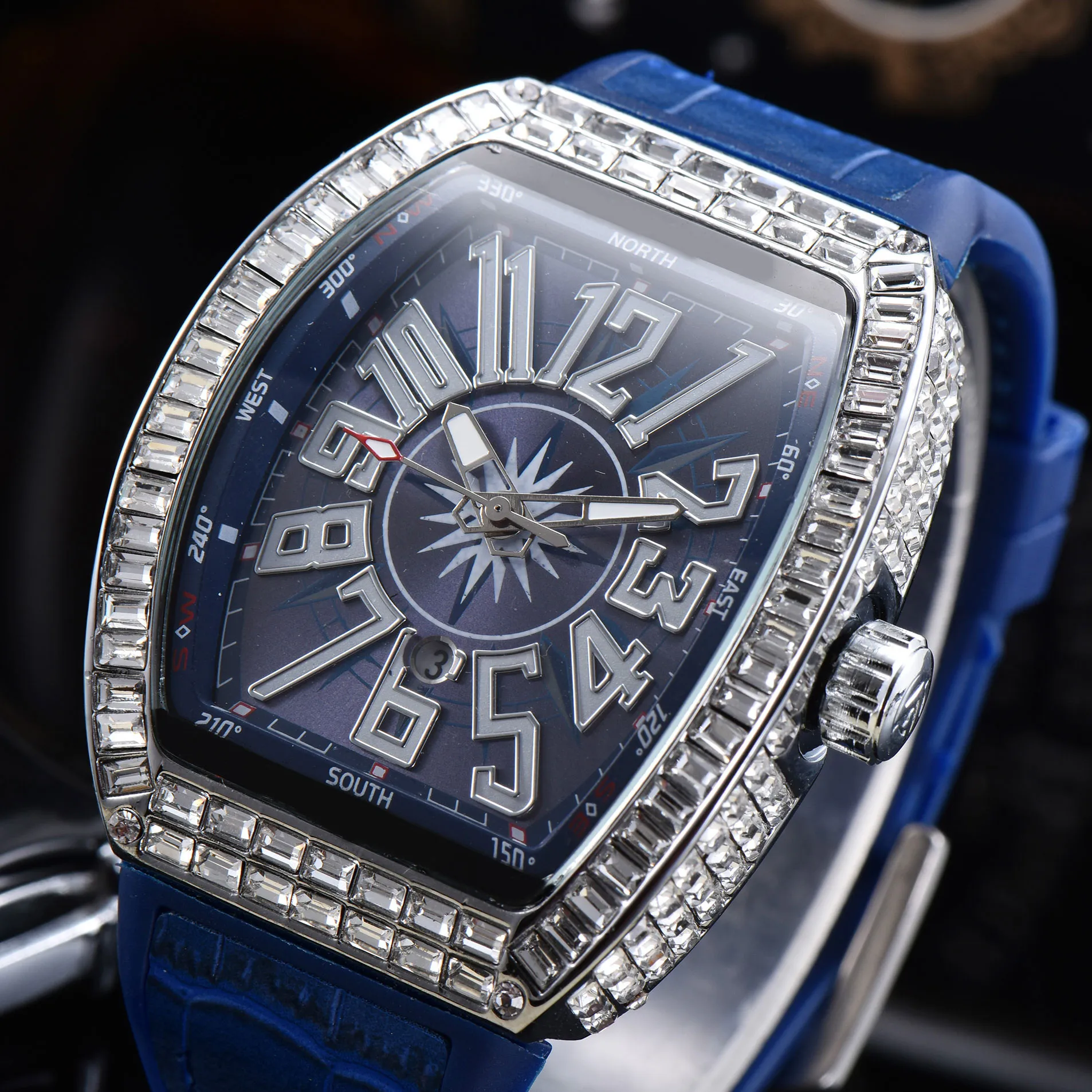 

Top Wine Cask Geneva diamond-encrusted Watch Men's high quality multi-function Calendar Watch Business Sport AAA Clock