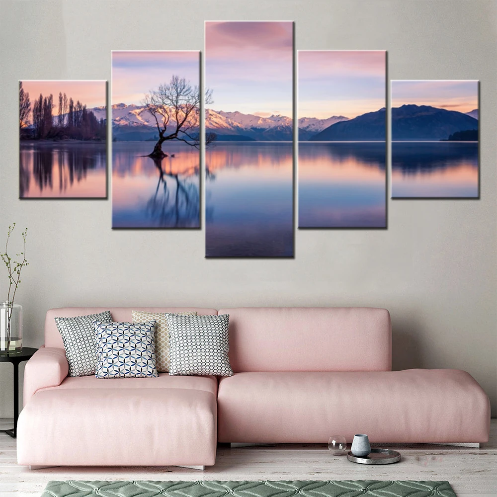 

5 Pieces Canvas Wall Arts Landscape Poster Painting New Zealand Nuture Wallpaper Modular Home Decor Picture Print Living Room