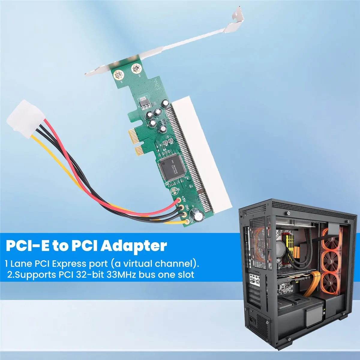 (A23G) PCI-Express To PCI Adapter Card PCI-E X1/X4/X8/X16 Slot With 4 Pin Power Cable Card