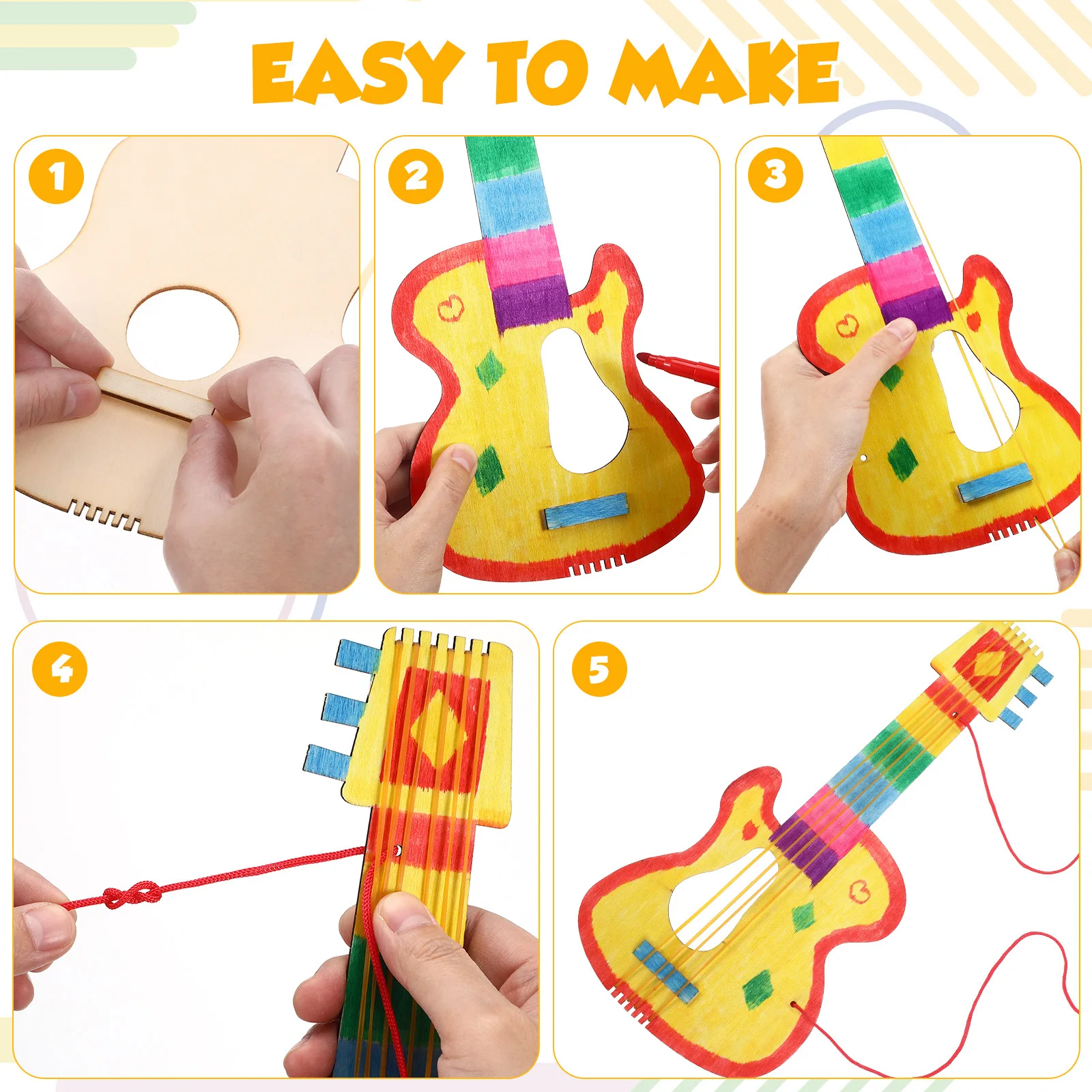 

8Pcs Wood Guitar Cutouts Unfinished Blank Wooden Shapes for Crafts Music Party Birthday Decorations Unfinished Wood Cutouts