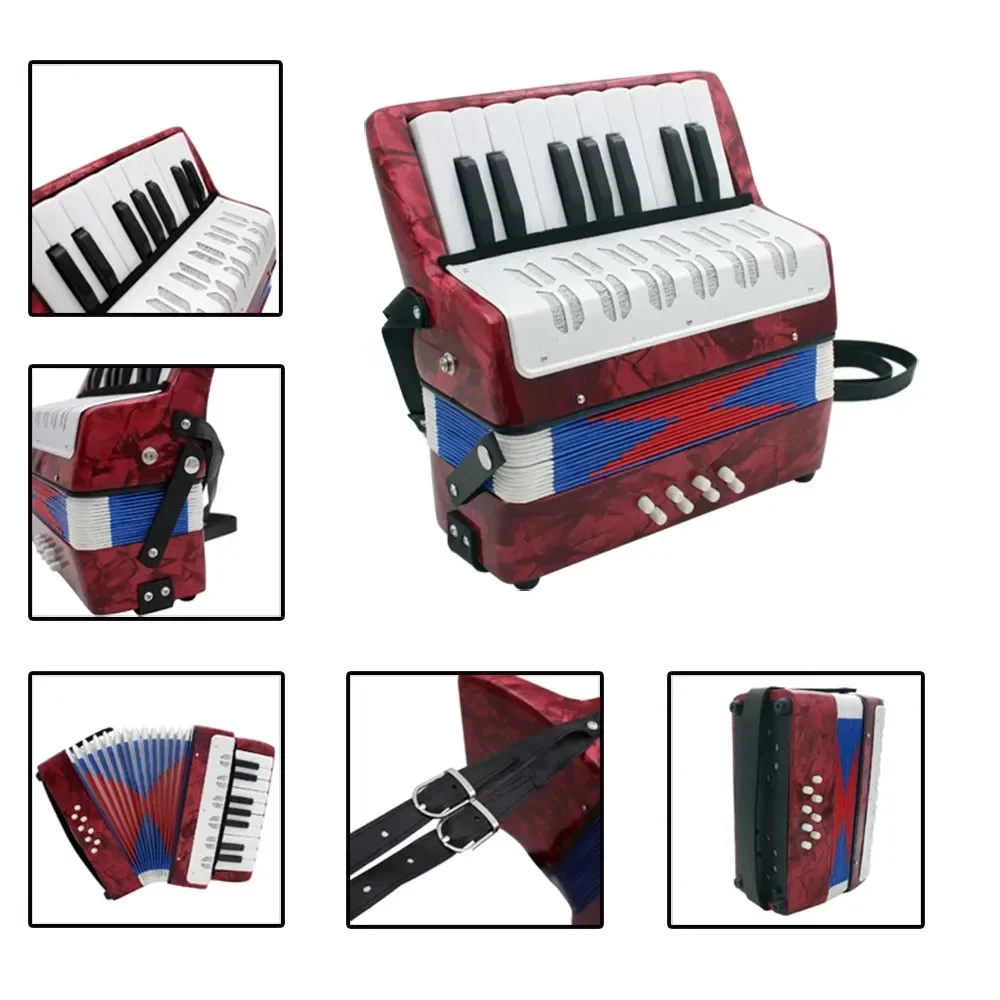 

Professional Wooden Structure Non Plastic 17 Key Mini Accordion Educational Musical Instrument with Toy Gift for Children Adult