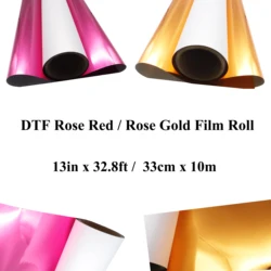13in x 32.8ft / 33cm x 10m DTF Rose Gold / Rose Red Film Roll Cold Peel Metallic Foils for T-shirts Transfer Printing Wholesale