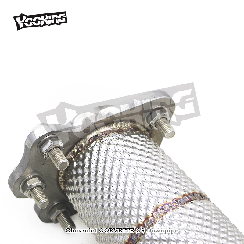 Tubo de escape reto oem para chevrolet corvette c8 2019-2023 tubo de escape de aço inoxidável com escudo térmico tubo de escape de corrida