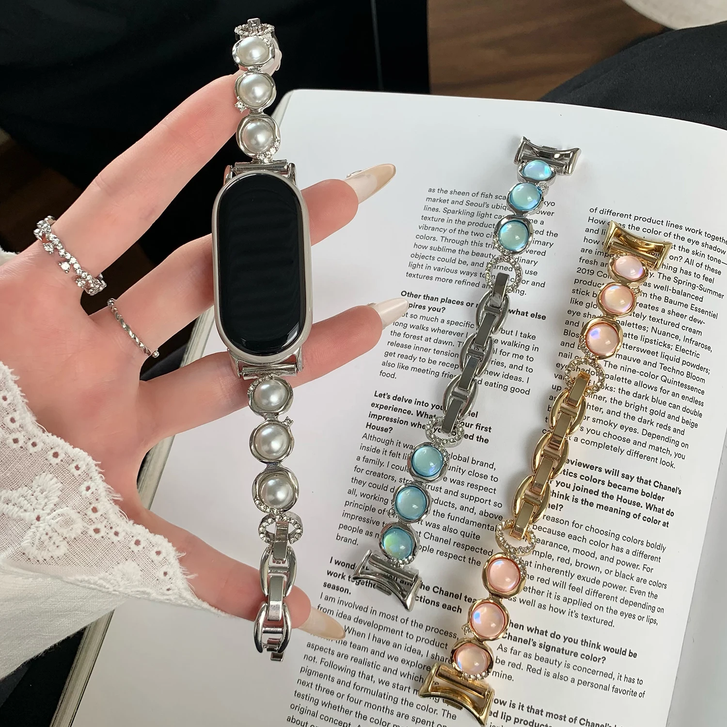 

Легкий роскошный металлический браслет с лунным камнем для Xiaomi 10 8/9 pro, для Redmi watch4/5/6, высококачественный женский ремешок, универсальный, 18/20/22 мм