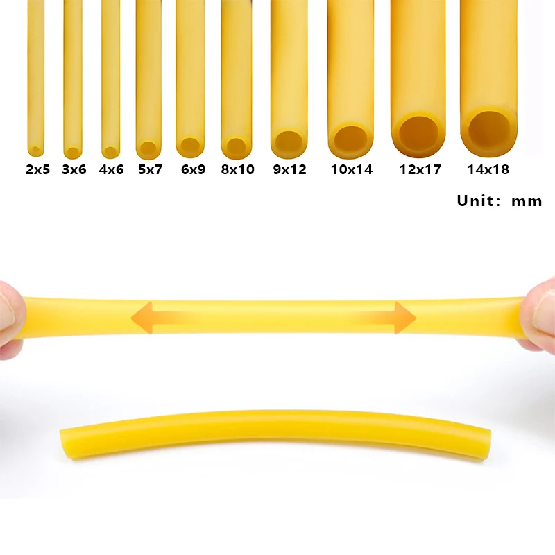 1~10M Latex Rubber Hose Elastica Bungee for Hunting Slingshot Catapult 1.6/2/4/5/6/8/9/10/12/14/18mm Yellow High Resilient Bands
