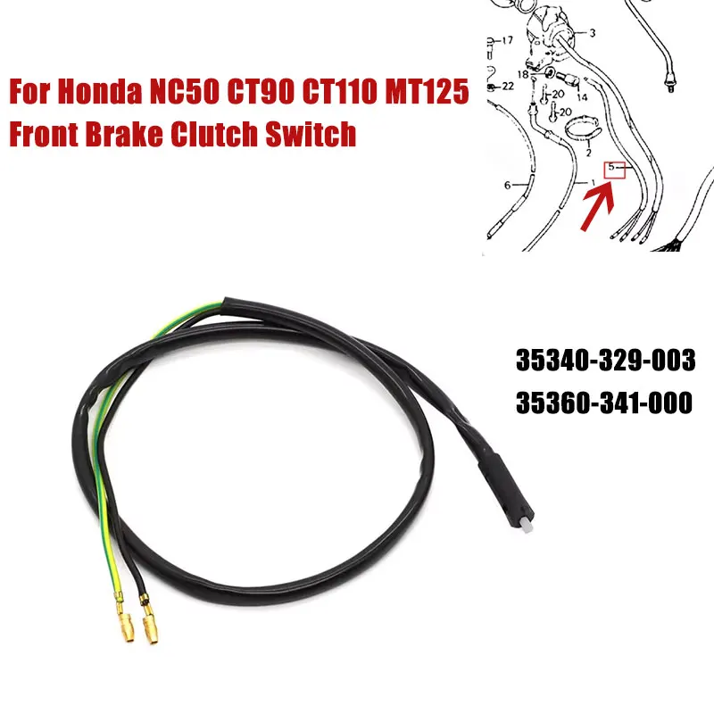 For Honda Front Brake / Clutch Switch NC50 CT90 XL100K XL100S CT110 MT125 XL125S XL175 CM185T 35340-329-003 - 35360-341-000