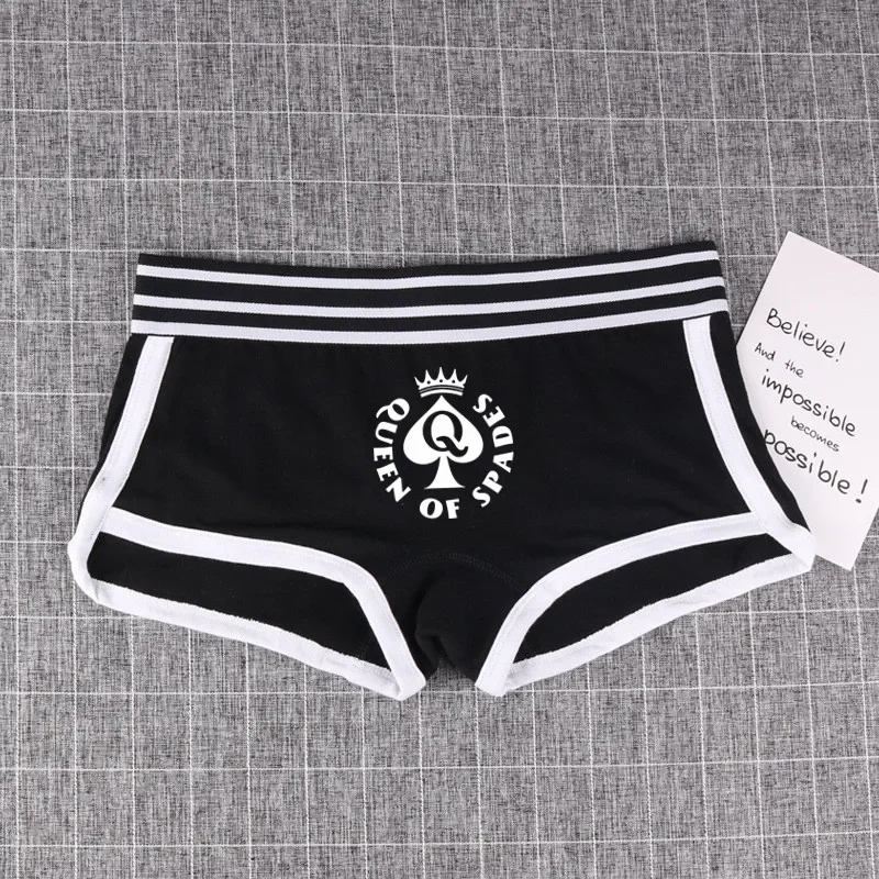 Cute Girl Panties Queen of Spades Female Cotton BoyShort QOS Underwear for Women Breathable Womens Intimates Physical Shooting - view 3