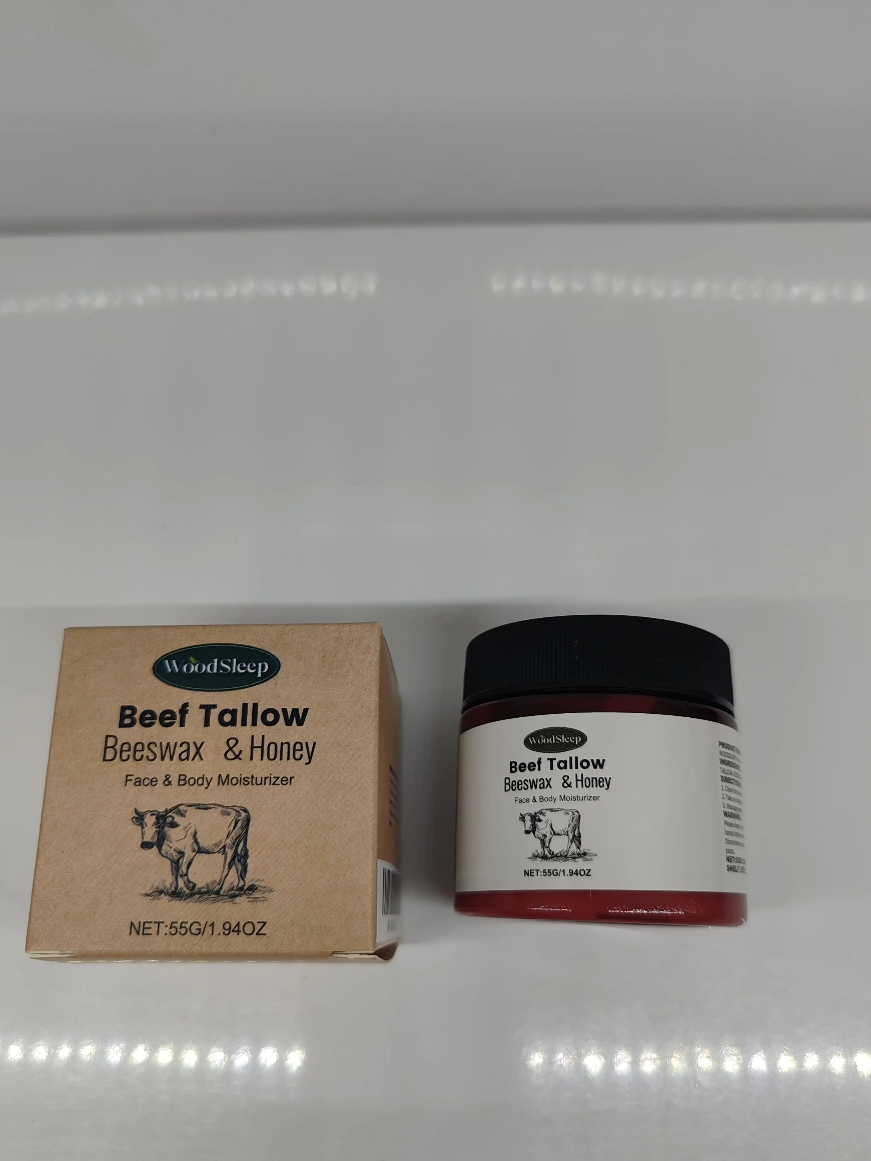 Crema idratante viso corpo al miele di manzo Tallow & Beeswax - Crema naturale per la cura della pelle per pelli secche, 55 g/1,94 once - Ultra idratante