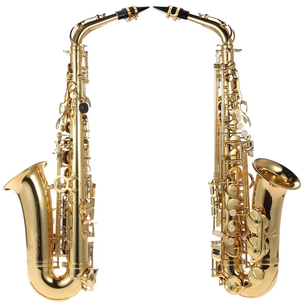 

Eb Alto Saxophone Brass Lacquered Gold E Flat Sax 802 Key Type Woodwind Instrument with Cleaning Brush Cloth Gloves Strap