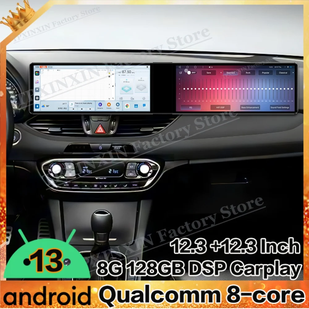 

Dual Screen Interaction Android Auto For Hyundai I30 2017~2022 Multimedia GPS Navigation Car Radio Stereo Receiver IPS Head Unit