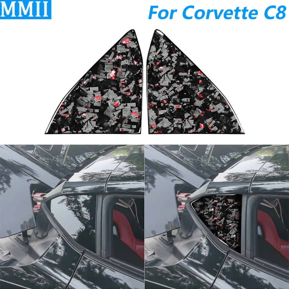 

For Chevrolet Corvette C8 2020-2025 Forged Carbon Fiber External Triangular Window Glass Panel Cover Car Accessories Sticker