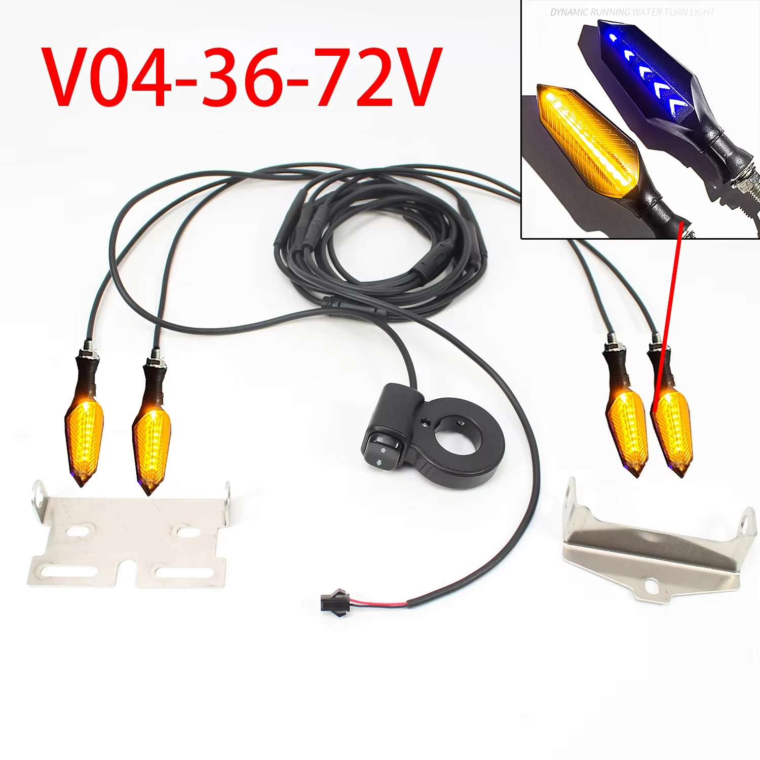 Universal V04 12V to 72V Wide Voltage Waterproof LED Flashing Indicator Light Turn Signal Switch Kit for E-Bike/Scooter - view 2