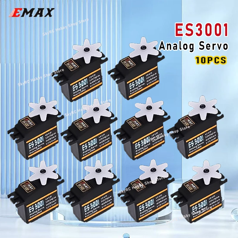 10PCS EMAX ES3001 Standard Servo, 43g, Universal servo motor, suitable for RC car, helicopter, boat and airplane models