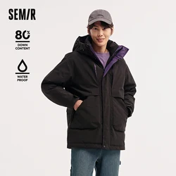 Semir Down Jacket Men Windproof Three-Resistant 2024 New Winter Mid-Length Loose