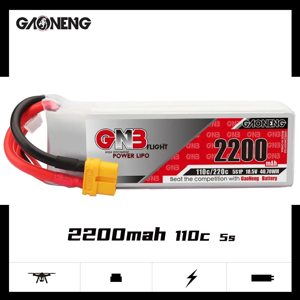 GAONENG GNB 2200 mAh 5S 110C 220C 18,5 V XT60 LiPo Batterie 250-330mm Bürstenlosen Drone Klinge Scimitar LRX Quad Align RC Flugzeug