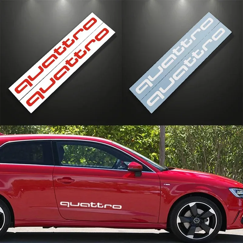 39cm 15.2inch  2PCS Reflective Car Sticker Stylish Decal for Audi Quattro Lettering Vehicle Accessories Waterproof