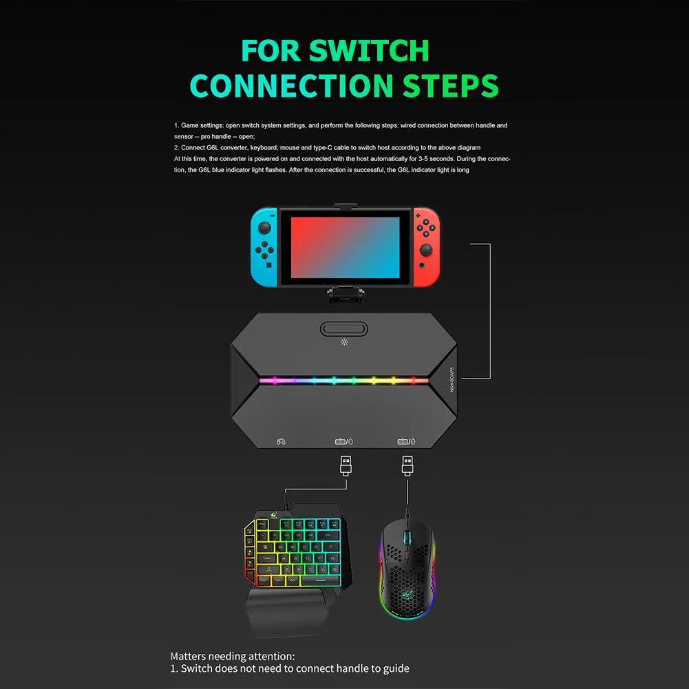G6L Mobile Controller Wired Keyboard Mouse Converter Adapter for Nintendo Switch Xbox One S/X PS4 PS3 Game Console Accessories