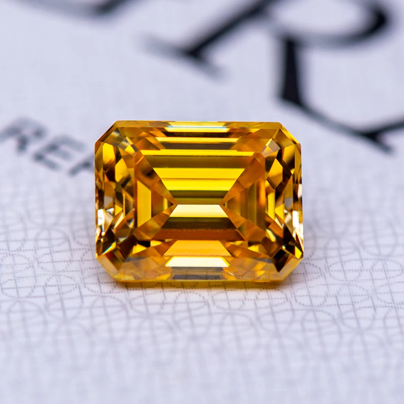 

Moissanite Stone Golden Yellow Color Emerald Cut GRA Authentication Lab Grown Diamond Charms Jewelry Making Free Shiping Items