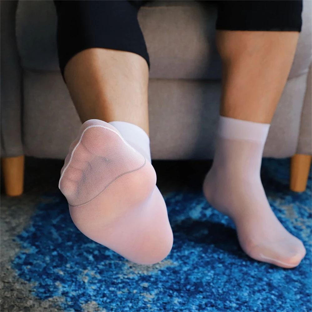 Men Tube Socks Short Elastic Ultra-Thin Silky Silk Stockings Business Dress Stockings Formal Wear Suit Breathable Socks