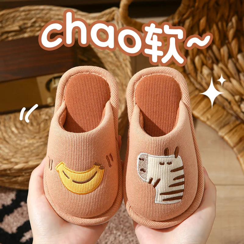 كارتون الباندا الشتاء نعال تدفئة للأطفال بنين بنات عدم الانزلاق سماكة لينة سوليد النعال للأطفال أحذية المنزل