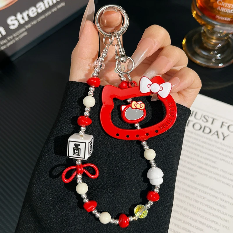 

Sanrios Hellokittys Phone Case Strap Cute Anime Wrist Lanyard Keychain for CCD Camera Red Cartoon Girls Keyring Accessory Gifts
