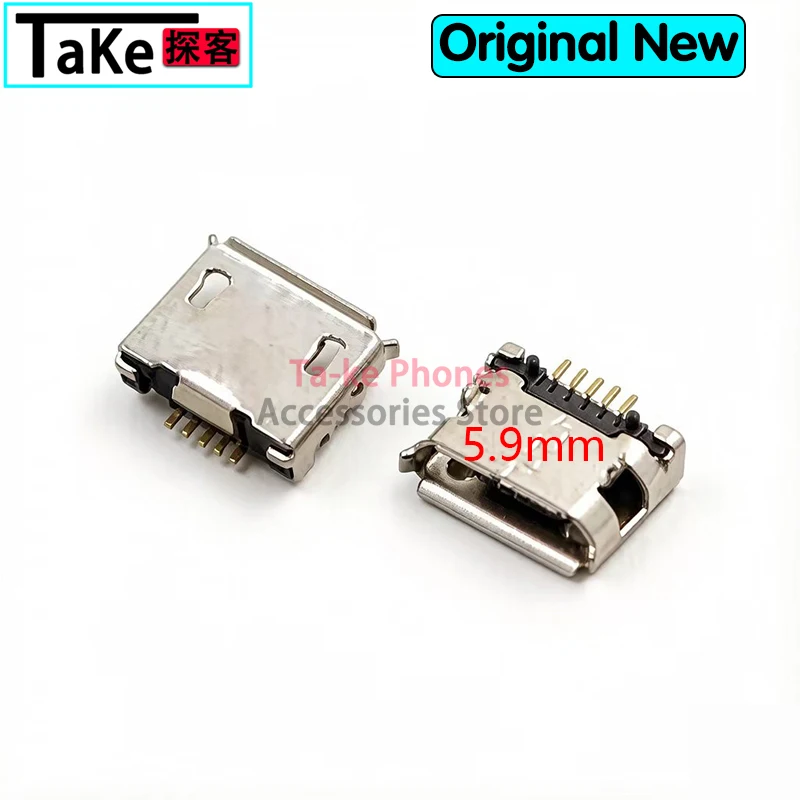 100-500Pcs Micro USB Mini Connector 5pin 5.9mm 6.4mm 7.2mm Short Needle 5P DIP2 Data Port Charging Port for Mobile End Plug view 2