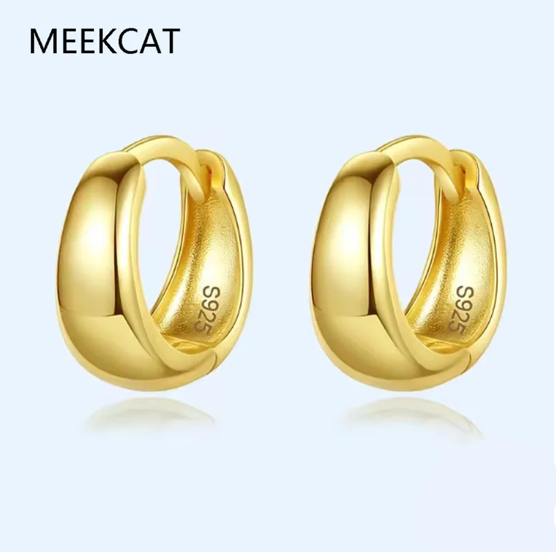 

Real 925 Sterling Silver Fashion Minimalist Geometric Wide Gothic Hoop Earrings Huggies For Women Wedding Party Jewelry DA839