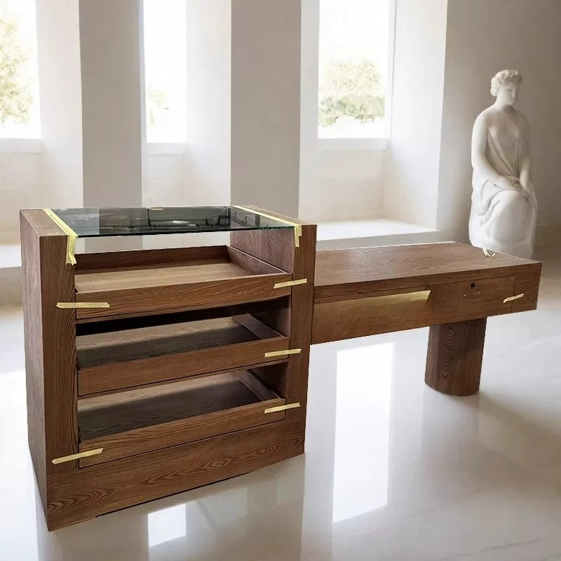 Simple high-end display stand Display cabinet Solid wood flowing water table clothing store