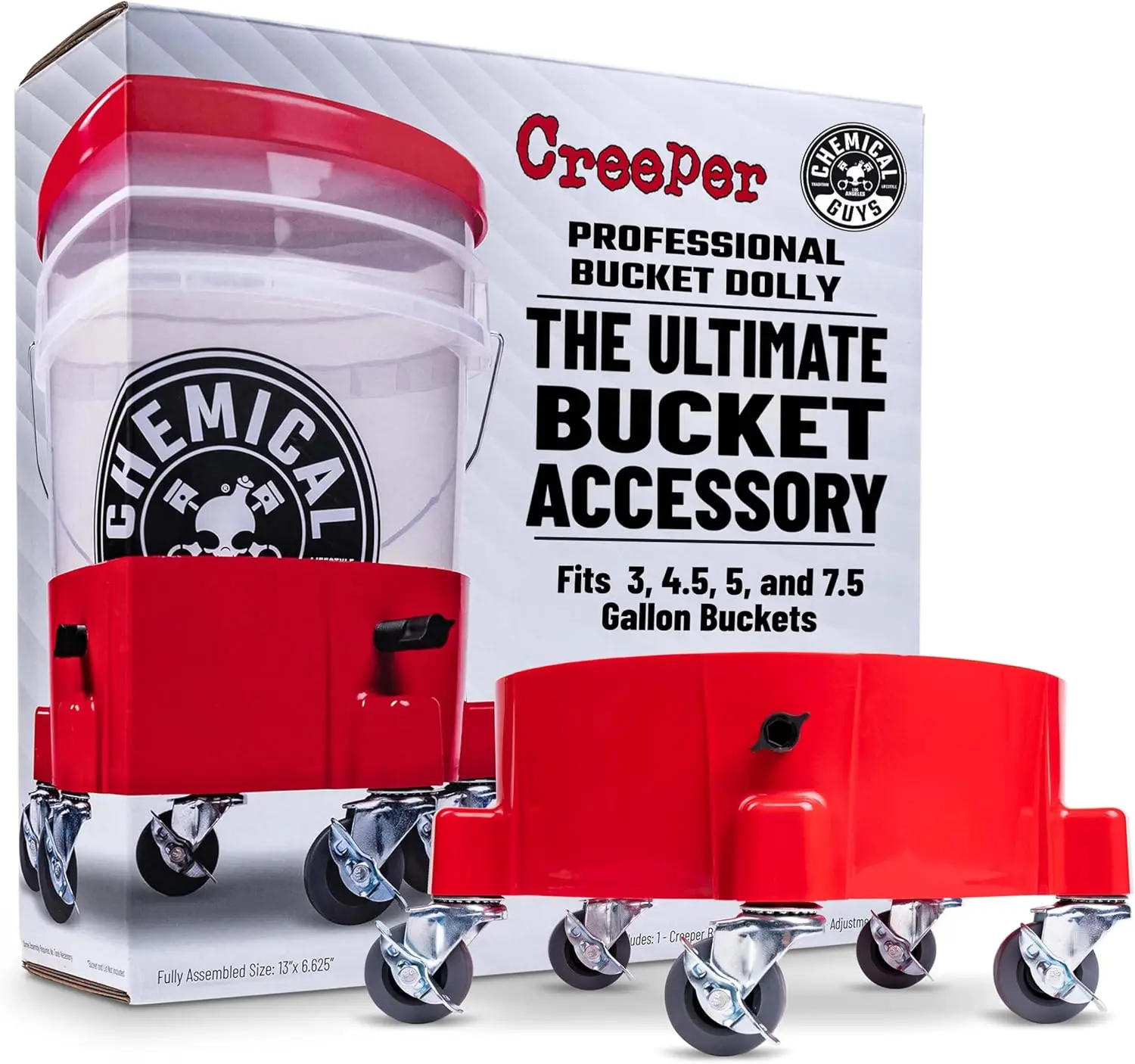 

Heavy Duty Mobile Dolly Cart for Car Wash, Detailing, and Garage Use with 5 Caster Wheels, Fits Standard Buckets