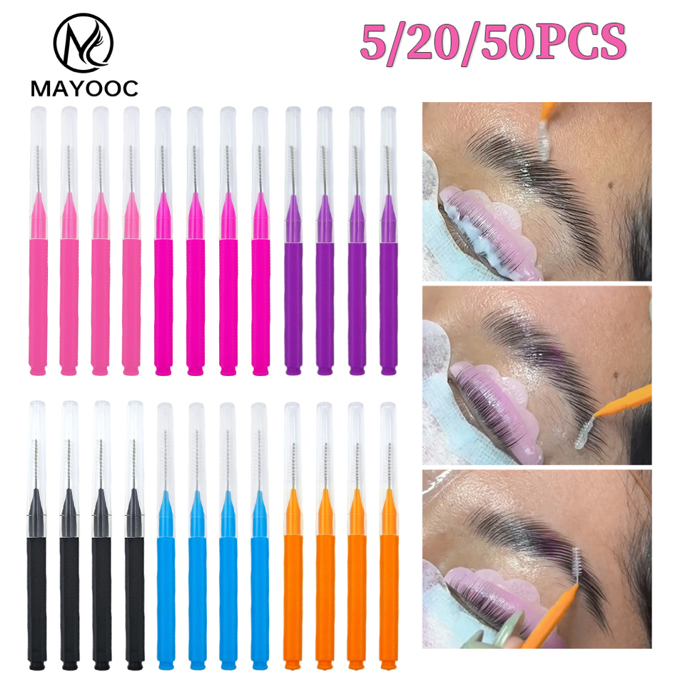  5/10/50Pcs Mini Eyebrow Brush Disposable Brow Perm Brush Brow Lift Supplies Eyelash Comb Lash Extension Accessories Makeup Tools 