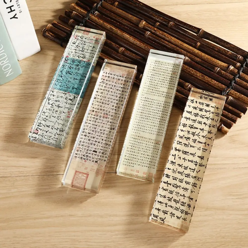 

Heavy Enough Clear Crystal Paperweight Rectangle Pressing Paper Flat Writing Town Ruler Desktop Ornament Smooth Surface