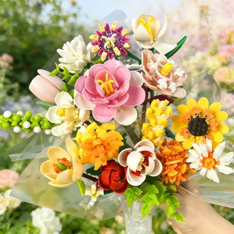 

Новый креативный конструктор-игрушка для сборки настольного цветочного декора, подарок на День святого Валентина, модель-украшение, подарок для лучших друзей.