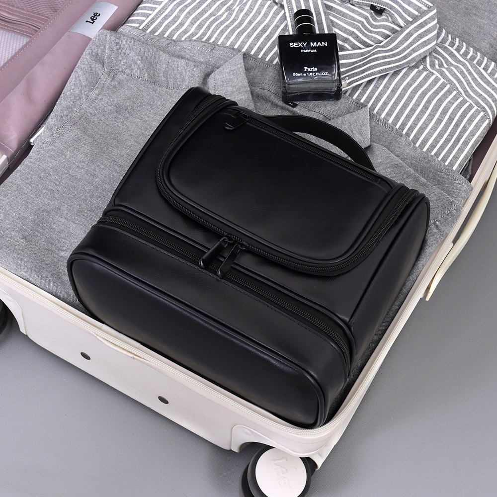 Men's Double-layer Business Toiletry Bag Large Capacity High-end Multi-functional Waterproof Cosmetic Wash Shaving Storage Bag
