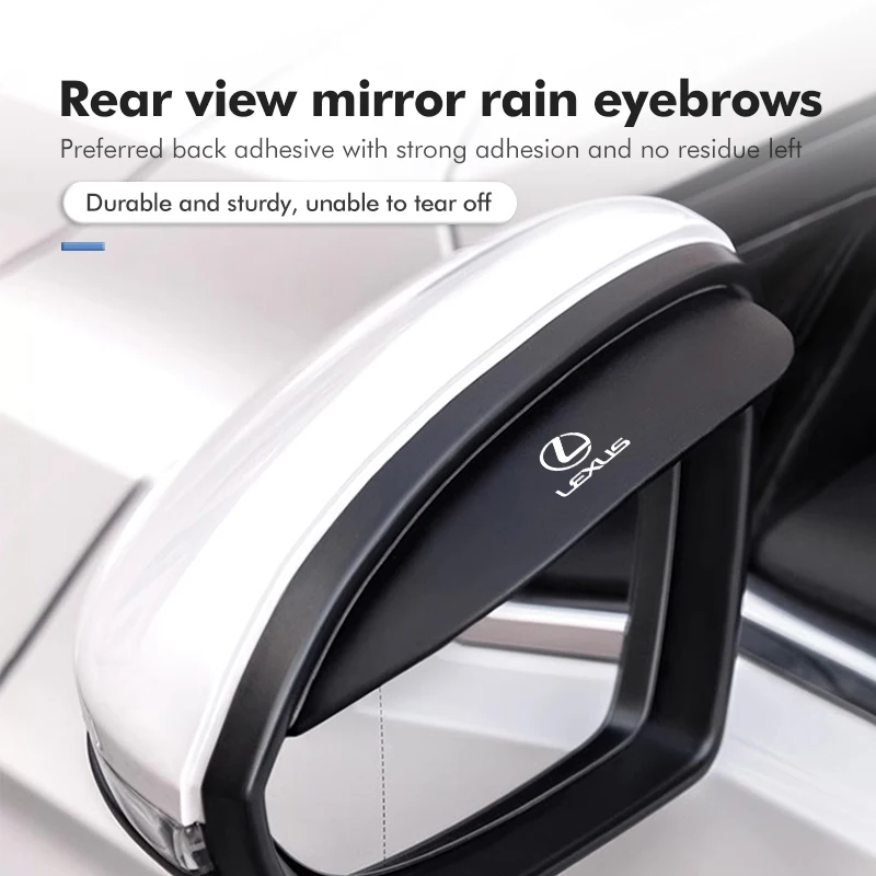 2pcs Car Sun Visor Rearview Mirror Rain Eyebrow Shield Sticker For Lexus CT ES GS NX IS250 CT200h IS300h ES300h ERX400h NX300h