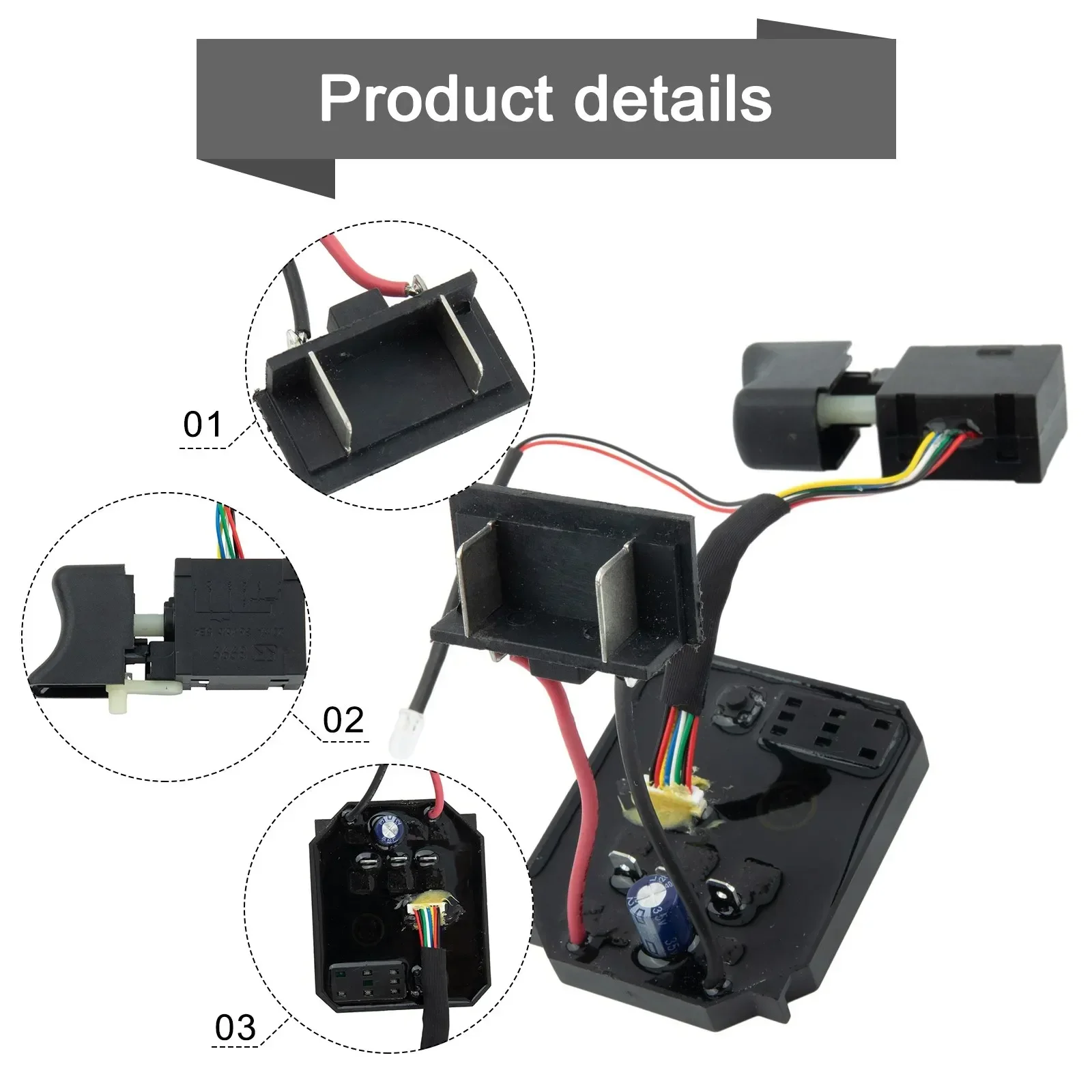 Papan kontrol kecepatan + saklar, cocok untuk 2106/161/169 kunci pas elektrik tanpa sikat, suku cadang alat listrik Motherboard