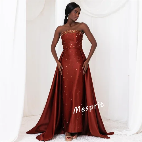 Imagen 2 del producto Vestido de noche Formal con lentejuelas brillantes personalizado, vestidos largos rectos sin tirantes, vestido de fiesta elegante para ocasiones a medida