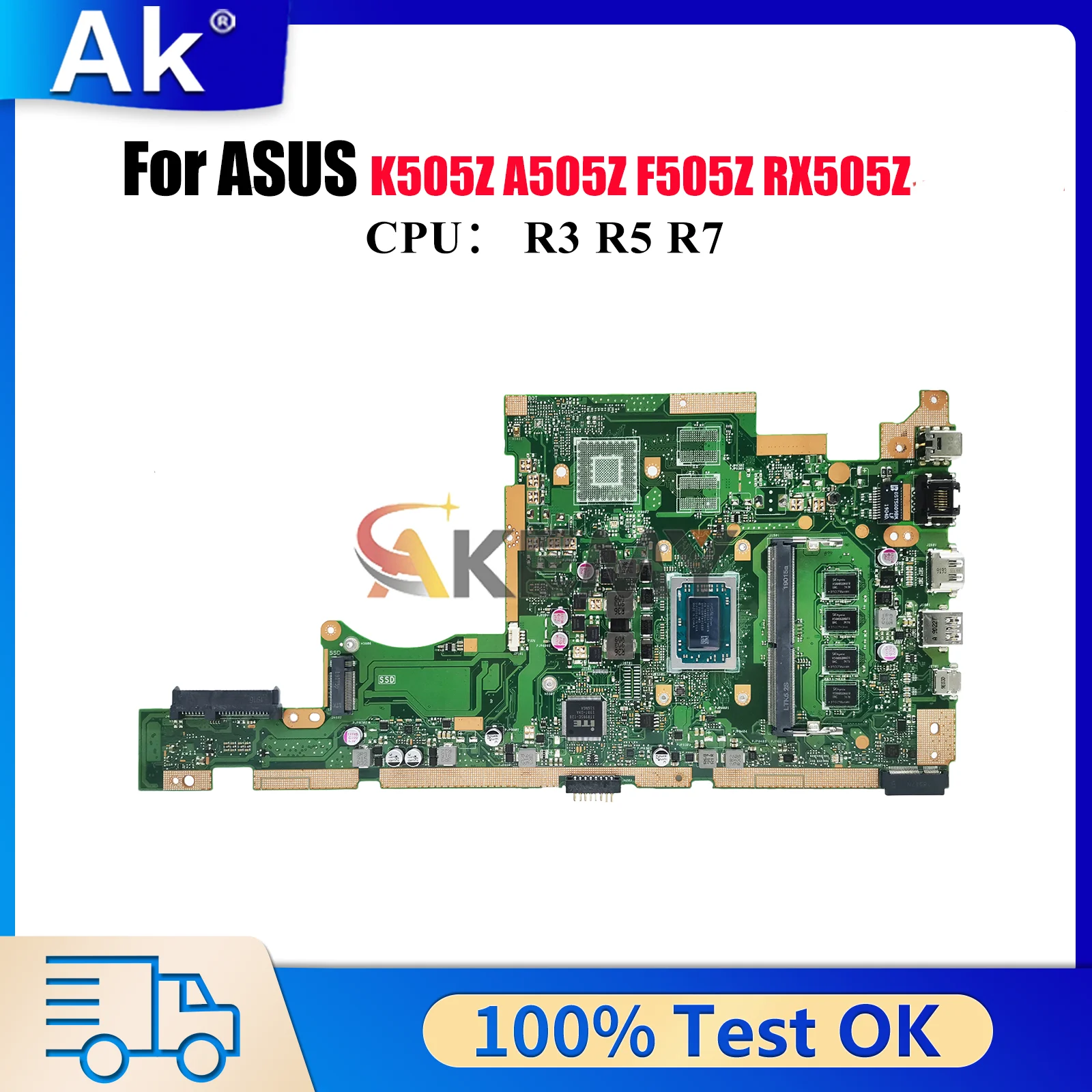 

X505ZA Laptop Motherboard For ASUS VivoBook RX505Z X505ZA F505Z K505Z A505Z X505Z Mainboard With R3 R5 R7 CPU 100% tests OK stk