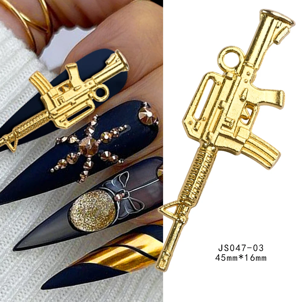 ثلاثية الأبعاد بندقية الوردي الفاخرة سبيكة مسمار السحر 30X11mm برونز الذهب/الفضة بندقية حجر الراين الديكور بريق بندقية مانيكير أجزاء و * &
