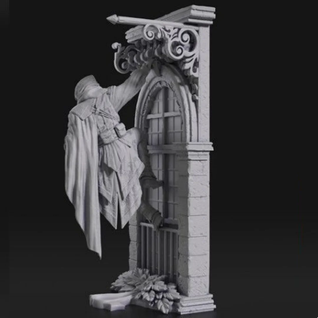 Resin Model Figure, 1/24 Scale The Hooded Wall-Climbing Assassin, GK, Unassembled and Unpainted Kit, 3D DIY Toy