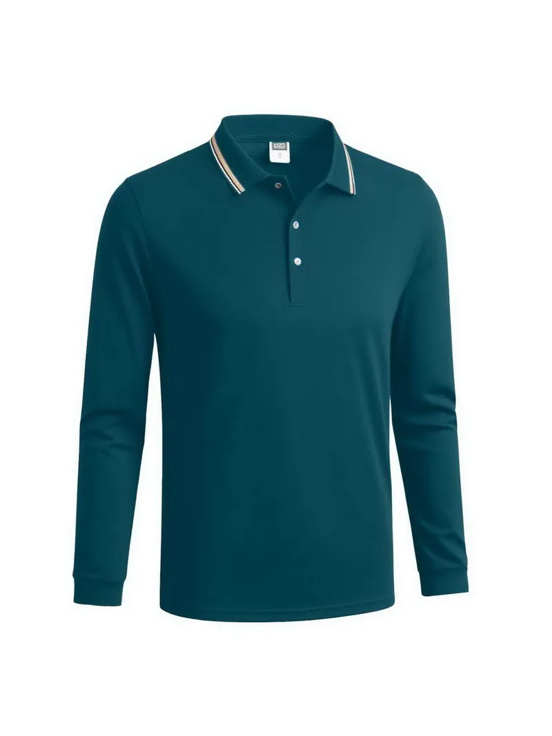 Neues Herren Business Casual Poloshirt mit Kontrastfarbenem Kragen, Klassisches Golf-Revers-Oberteil, Komfort-Pullover für Outdoor, Büro und Alltag – Detail 2
