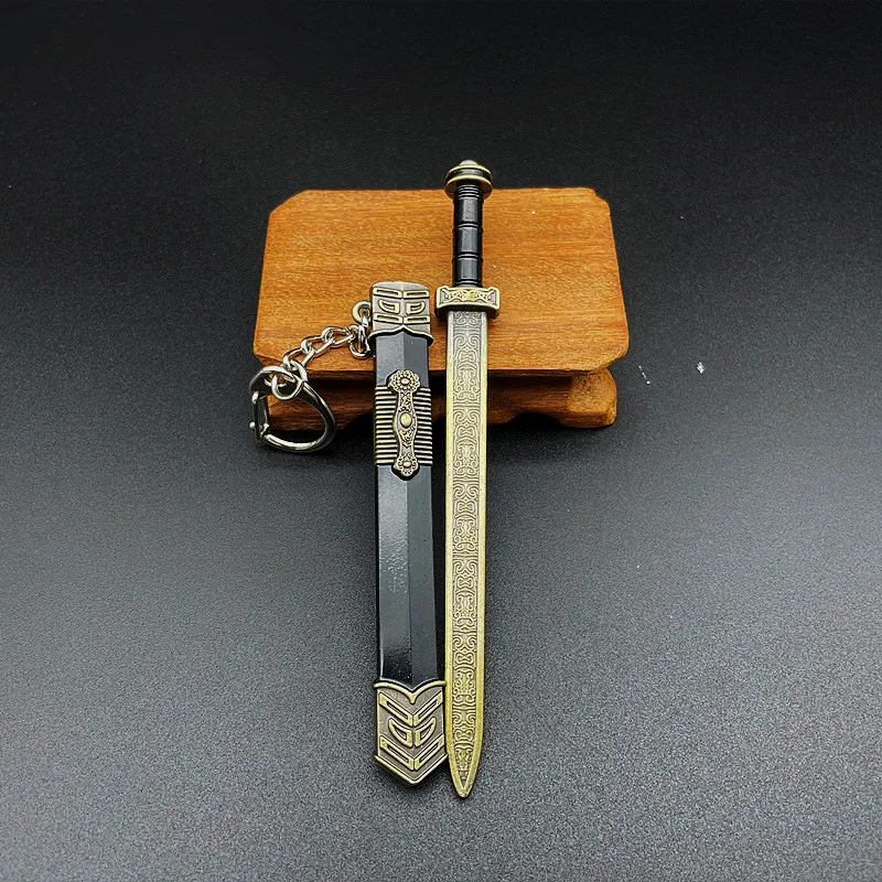 12cm Vintage Ancient Chinese Sword Metal Mini Replica Unsharpened Handmade Craft Home Decor Weapon Collectible Gift for Men
