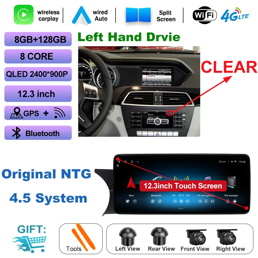 Draadloze CarPlay voor Mercedes Benz C Klasse W204 2007-2014 Auto Multimedia Speler Android Spiegel Link AirPlay Functie Navi GPS