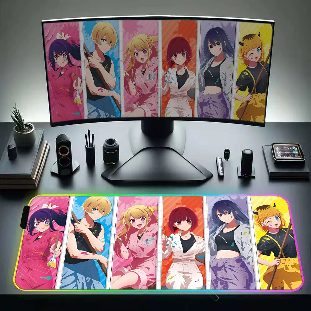 

Новый игровой коврик для мыши в стиле аниме Oshi No Ko RGB Gaming Hoshino Ai Коврик для мыши XXL Коврики для клавиатуры Светящийся настольный коврик Светодиодный большой коврик для геймерской мыши