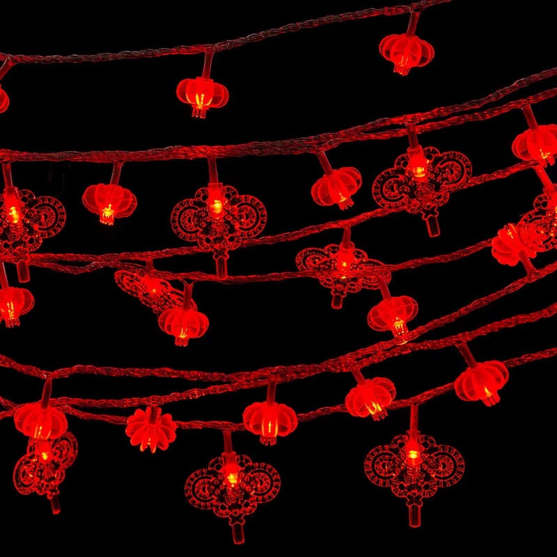 1.5m 10LED New Year Red Lantern String Birthday Wedding Decoration Christmas Tree Hanging Lamp Chinese Spring Festival Supplies