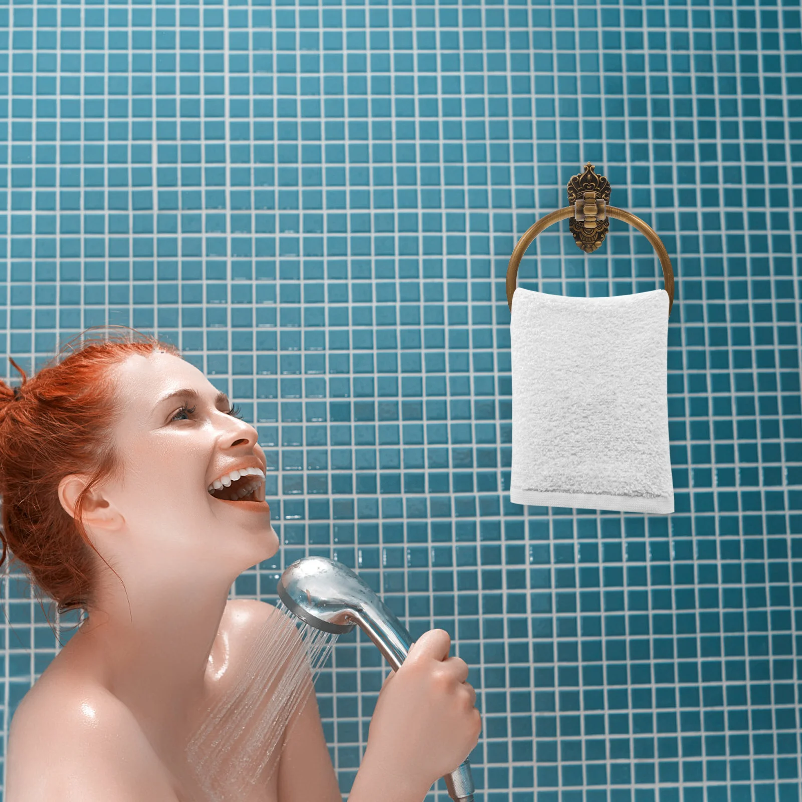 

European Ring Round Aluminum Wall Mounted Bathroom Accessory Hand Holder Farmhouse Decor Towel Rack Kitchen Bathroom Towel